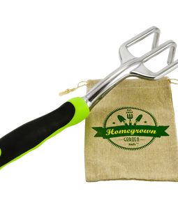 Cultivator Hand Rake With Ergonomic Handle Аrom Homegrown Garden Tools Includes Burlap Tote Sack