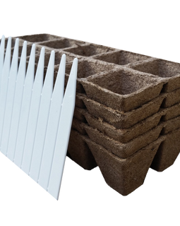 Seed Starter Pots Trays Biodegradable Peat 5 pack 50 Cells 10 Plastic Plant Markers